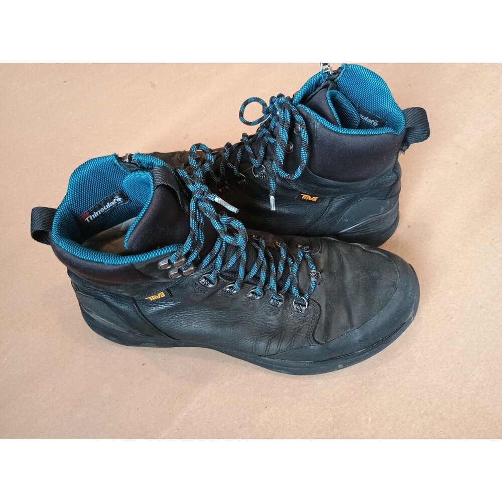 TEVA UTILITY WATERPROOF TALL BLACK TEAL HIKING BOOTS SZ 13 MEN 1018227